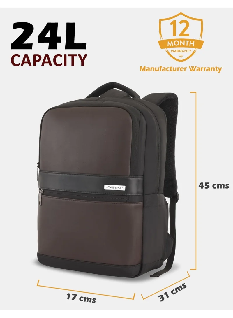 Lavie  Sport Armour26 Laptop Backpack 24L with Trolley sleeve For Men & Women (BLACK/CHOCO)  | Best Price UAE